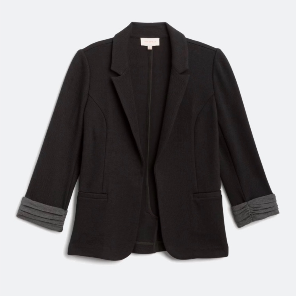 Skies are blue Asa knit blazer, size 2X black with grey cuffs